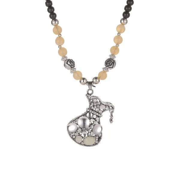 01 Earrings N1761 Silver Money Bag Beaded Necklace FREE Earrings