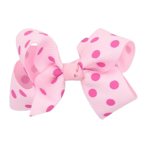 01 Necklaces H806 Light Pink Polka Dot Small Hair Bow Alligator Clip