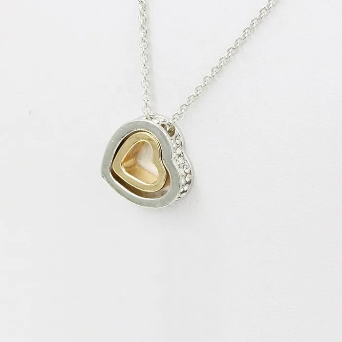 01 Necklaces N1811 Silver Gold Heart Rhinestones Necklace with FREE Earrings