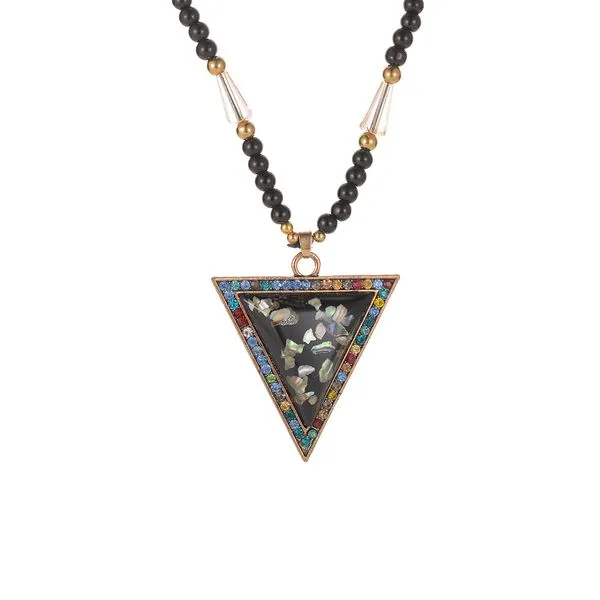 01 Necklaces N37 Black Triangle Multi Color Rhinestones Beaded Necklace FREE Earrings 01 Necklaces N37 Black Triangle Multi Color Rhinestones Beaded Necklace FREE Earrings