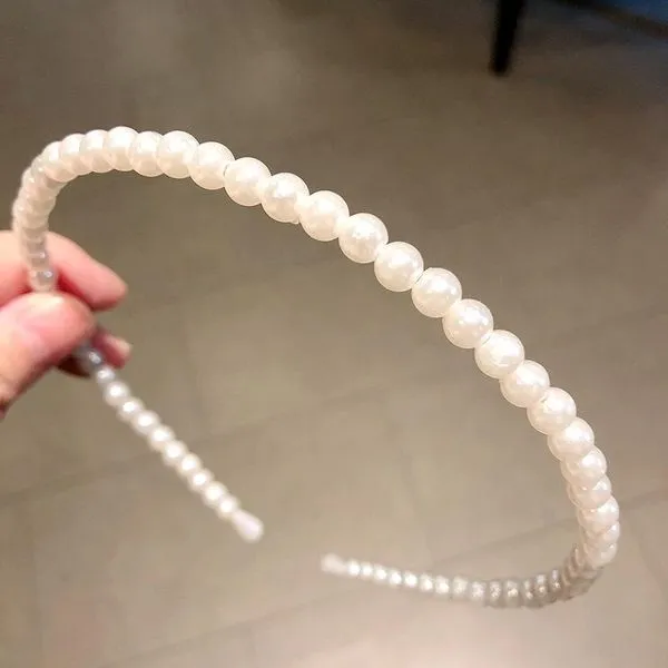 01 Rings H228 White Pearl Hair Band