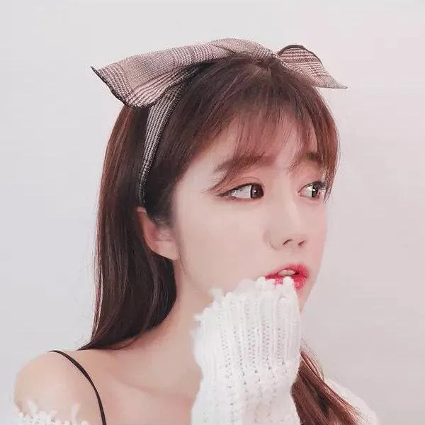 01 Rings H272 Brown Plaid Pattern Wire Cloth Hair Band