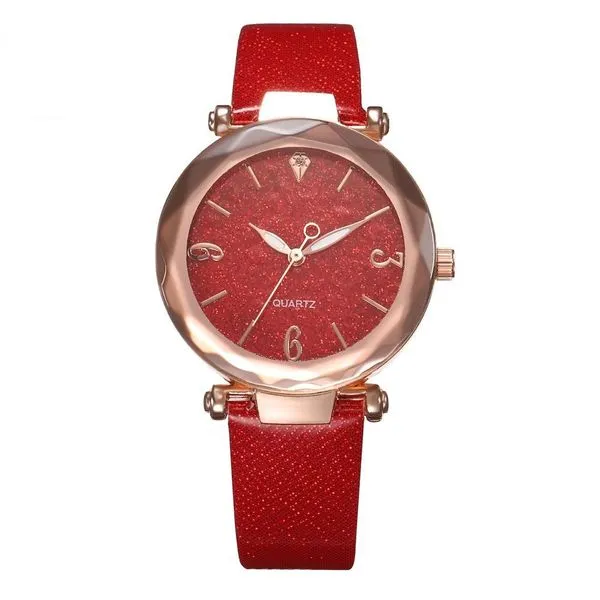 01 Rings W139 Red Band Glitter Collection Quartz Watch