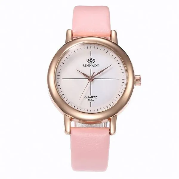 01 Rings W236 Pale Pink Band Simple Quartz Watch