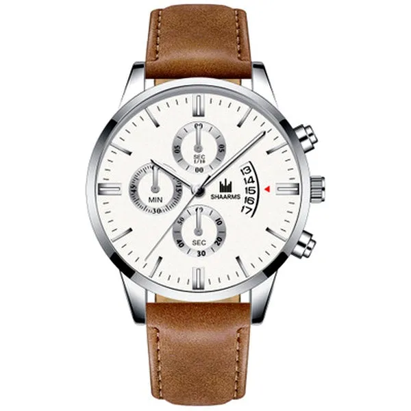 01 Rings W307 Brown Band Silver Techno Time Collection Quartz Watch