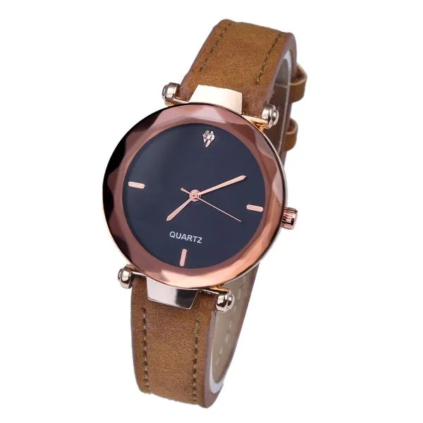 01 W268 Brown Band Gemstone Collection Quartz Watch Rings
