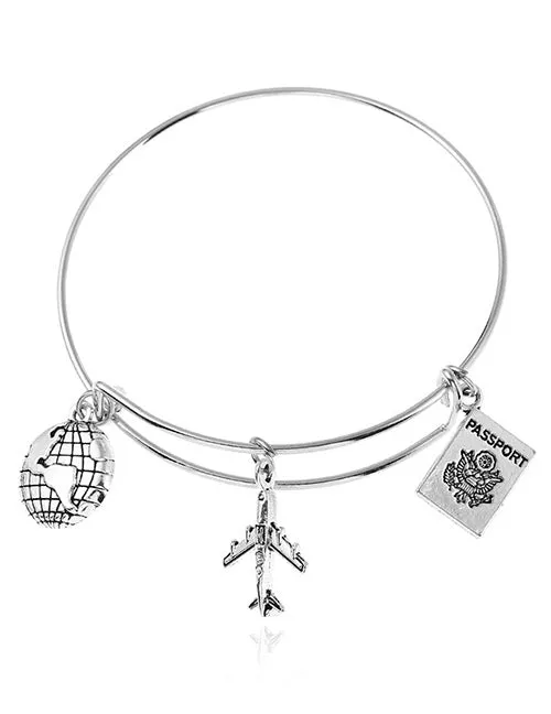 02 Bracelets B1249 Silver World Traveler Charm Bracelet