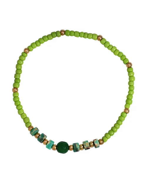 02 Bracelets B837 Lime Green Seed Bead Bracelet
