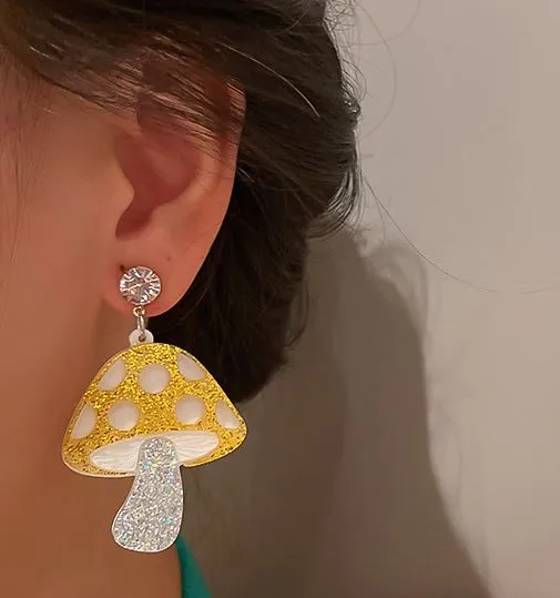 02 Earrings E1596 Acrylic Glitter Mushroom Earrings