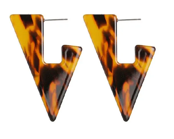 02 Earrings E457 Leopard Print Acrylic Triangle Earrings