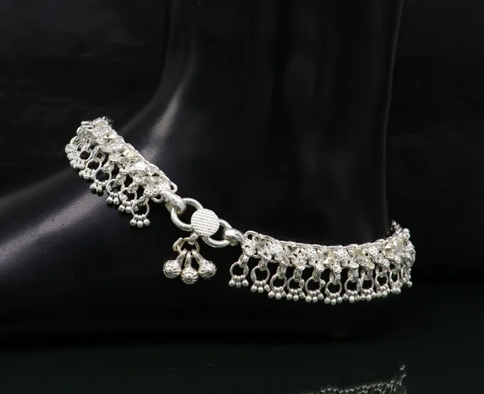 105 sterling silver solid customized design ankle bracelet foot bracelet anklet vintage antique design tribal belly dance jewelry ank372 TRIBAL ORNAMENTS Bracelets