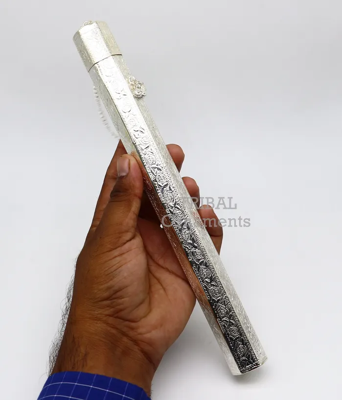 10 Vintage design handmade solid silver incense sticks box holder Agarbatti box trinket box fabulous royal puja temple article su391 TRIBAL ORNAMENTS Earrings