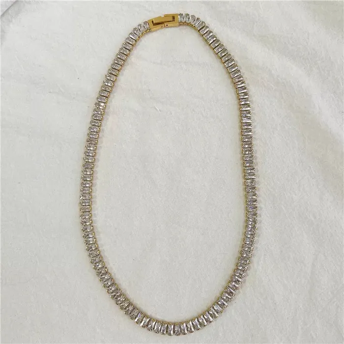 18K GoldFilled Baguette Tennis Necklace Set Jewelvers PreStyled Sets