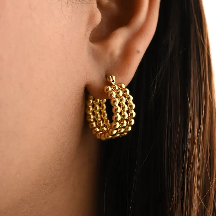 18K GoldFilled Beaded Hoop Earrings for Women Jewelvers Earrings