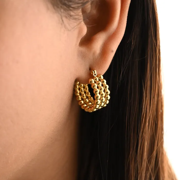 18K GoldFilled Beaded Hoop Earrings for Women Jewelvers Earrings 18K GoldFilled Beaded Hoop Earrings for Women Jewelvers Earrings