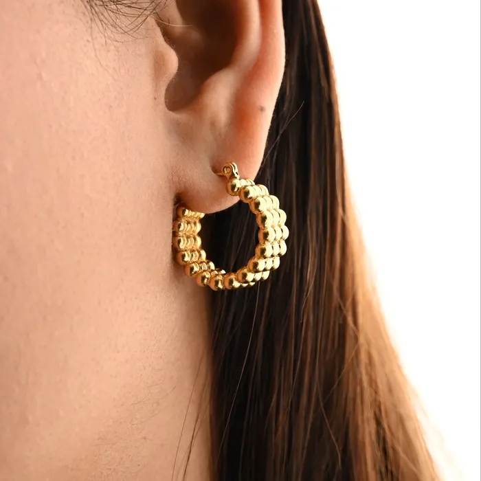 18K GoldFilled Beaded Hoop Earrings for Women Jewelvers Earrings 18K GoldFilled Beaded Hoop Earrings for Women Jewelvers Earrings