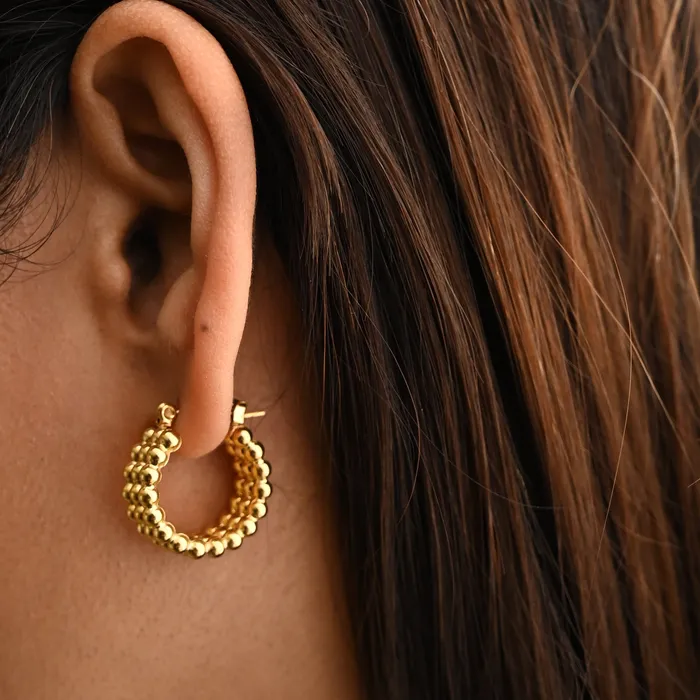 18K GoldFilled Beaded Hoop Earrings for Women Jewelvers Earrings 18K GoldFilled Beaded Hoop Earrings for Women Jewelvers Earrings