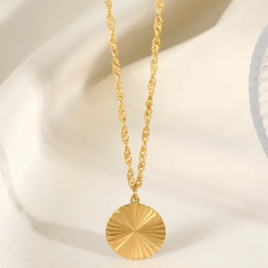 18K GoldFilled Circle Sunburst Necklace Jewelvers Necklaces 18K GoldFilled Circle Sunburst Necklace Jewelvers Necklaces