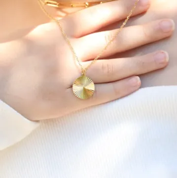 18K GoldFilled Circle Sunburst Necklace Jewelvers Necklaces 18K GoldFilled Circle Sunburst Necklace Jewelvers Necklaces