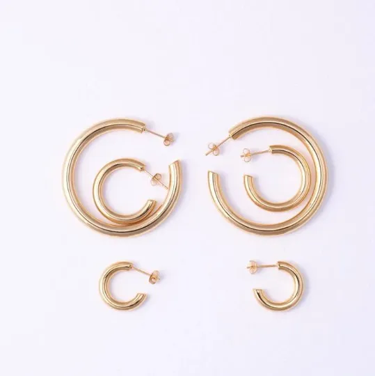 18K GoldFilled Heavy Large Hoop Earrings Jewelvers Earrings 18K GoldFilled Heavy Large Hoop Earrings Jewelvers Earrings