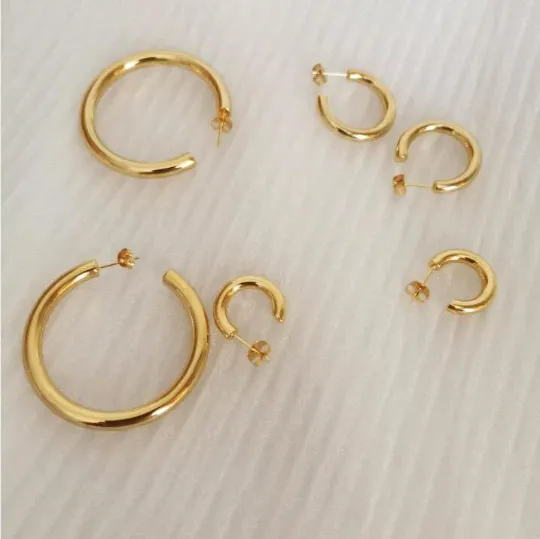 18K GoldFilled Heavy Large Hoop Earrings Jewelvers Earrings 18K GoldFilled Heavy Large Hoop Earrings Jewelvers Earrings