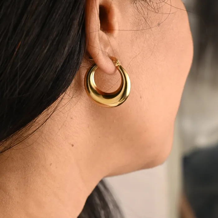18K GoldFilled Thick Hollow Hoop Earrings 25mm Jewelvers Earrings