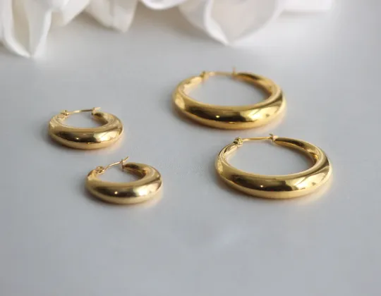 18K GoldFilled Thick Hollow Hoop Earrings Large 40mm 28mm Hoop Earrings Jewelvers Earrings 18K GoldFilled Thick Hollow Hoop Earrings Large 40mm 28mm Hoop Earrings Jewelvers Earrings