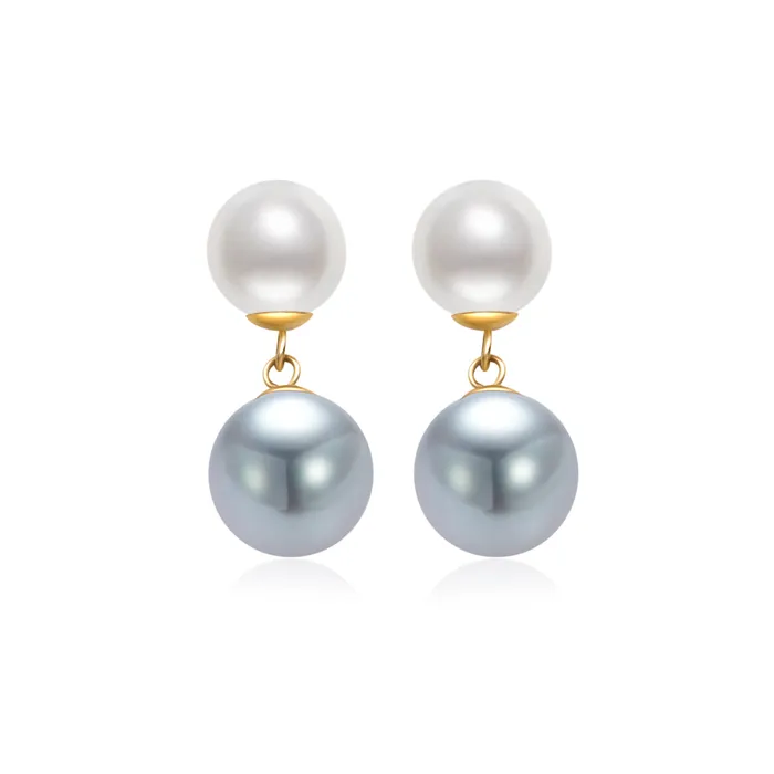 18K Gold Silver Blue Akoya Pearl Earrings KE00221 HARMONY Pearly Lustre Earrings 18K Gold Silver Blue Akoya Pearl Earrings KE00221 HARMONY Pearly Lustre Earrings