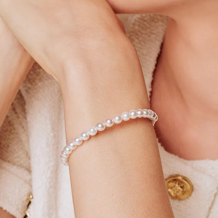 18K Solid Gold Akoya Pearl Bracelet KB00040 Pearly Lustre Bracelets
