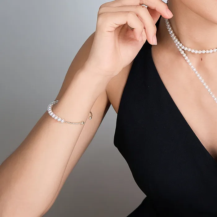 18K Solid Gold Akoya Pearl Bracelet KB00040 Pearly Lustre Bracelets