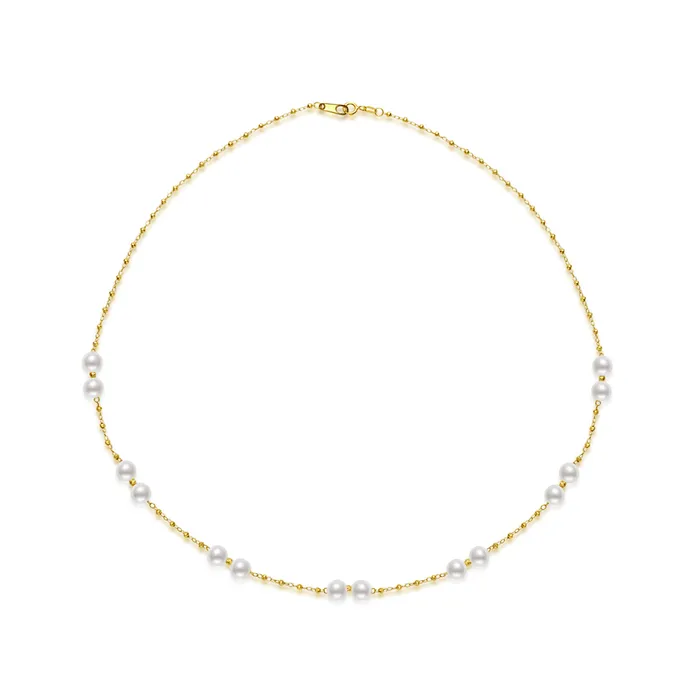 18k Solid Gold Akoya Pearl Necklace KN00242 Pearly Lustre Necklaces