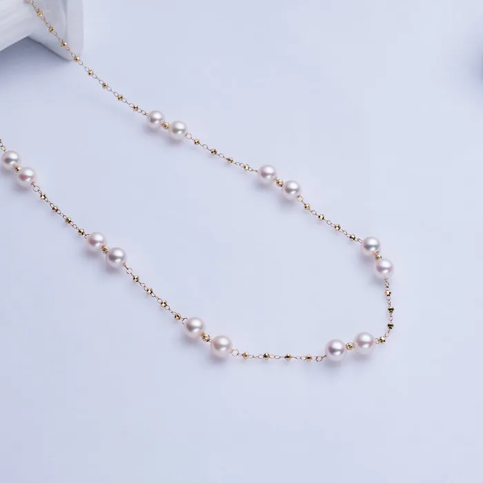18k Solid Gold Akoya Pearl Necklace KN00242 Pearly Lustre Necklaces