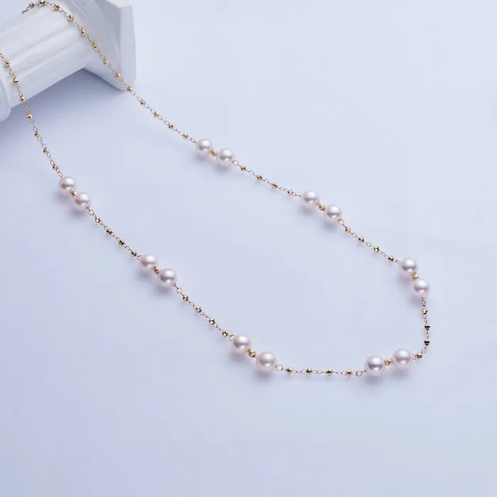 18k Solid Gold Akoya Pearl Necklace KN00242 Pearly Lustre Necklaces