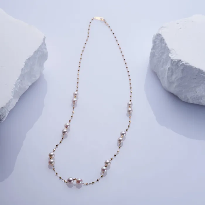 18k Solid Gold Akoya Pearl Necklace KN00242 Pearly Lustre Necklaces