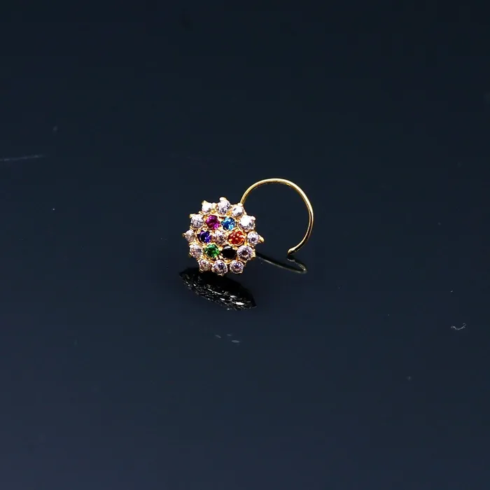 18kt yellow gold handmade fabulous multi color stone cubic zircon nose studexcellent women girls daily use jewelry from Rajasthan gnp15 TRIBAL ORNAMENTS Earrings 18kt yellow gold handmade fabulous multi color stone cubic zircon nose studexcellent women girls daily use jewelry from Rajasthan gnp15 TRIBAL ORNAMENTS Earrings