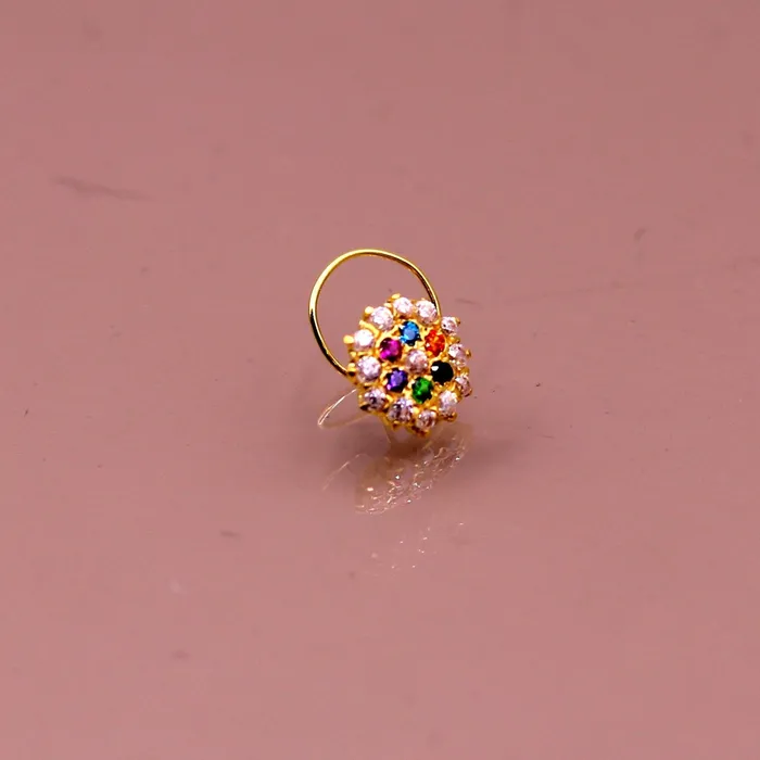 18kt yellow gold handmade fabulous multi color stone cubic zircon nose studexcellent women girls daily use jewelry from Rajasthan gnp15 TRIBAL ORNAMENTS Earrings 18kt yellow gold handmade fabulous multi color stone cubic zircon nose studexcellent women girls daily use jewelry from Rajasthan gnp15 TRIBAL ORNAMENTS Earrings