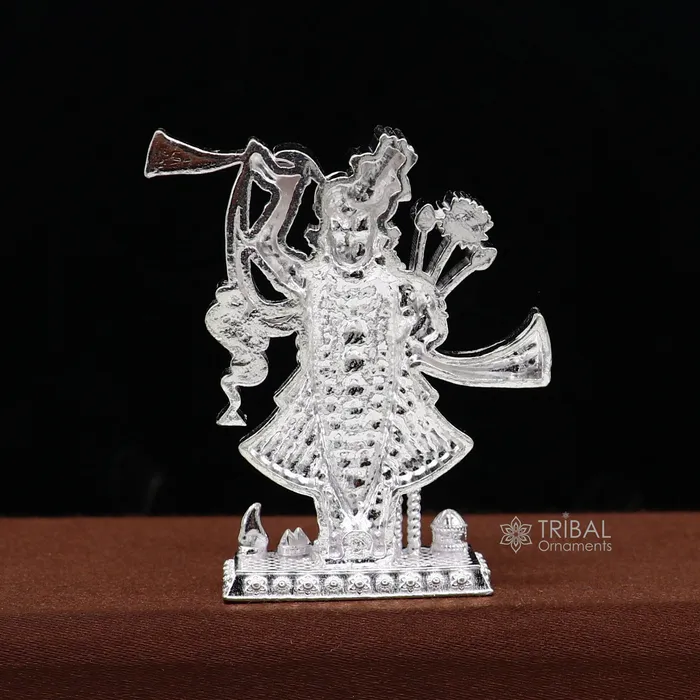 20 925 Sterling silver handmade design Idols Lord Krishna Shrinathji statue figurine puja articles decorative gift puja art635 TRIBAL ORNAMENTS Necklaces
