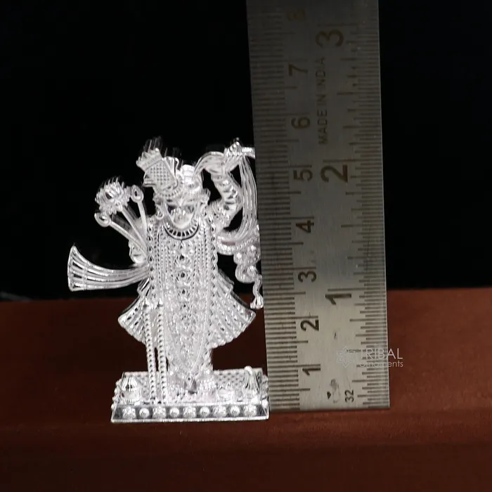 20 925 Sterling silver handmade design Idols Lord Krishna Shrinathji statue figurine puja articles decorative gift puja art635 TRIBAL ORNAMENTS Necklaces