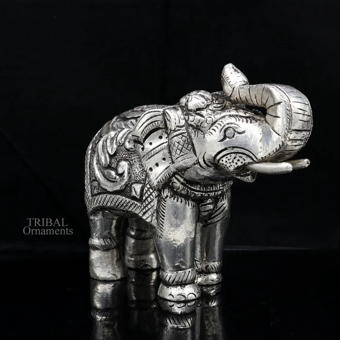 4 999 fine silver Nakshi work design wooden base upper trunk Elephant statue puja article figurine home wealth and prosperity art530 TRIBAL ORNAMENTS Necklaces 4 999 fine silver Nakshi work design wooden base upper trunk Elephant statue puja article figurine home wealth and prosperity art530 TRIBAL ORNAMENTS Necklaces