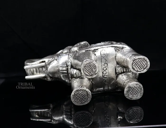 4 999 fine silver Nakshi work design wooden base upper trunk Elephant statue puja article figurine home wealth and prosperity art530 TRIBAL ORNAMENTS Necklaces