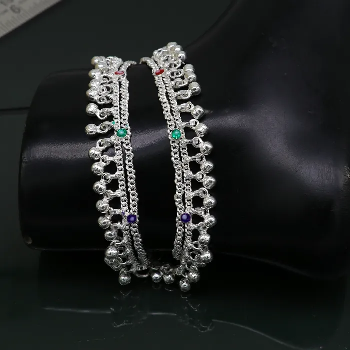55 solid sterling silver handmade waved hanging drops anklets baby ankle bracelet gifting noisy anklets kids jewelry from India ank313 TRIBAL ORNAMENTS Bracelets 55 solid sterling silver handmade waved hanging drops anklets baby ankle bracelet gifting noisy anklets kids jewelry from India ank313 TRIBAL ORNAMENTS Bracelets