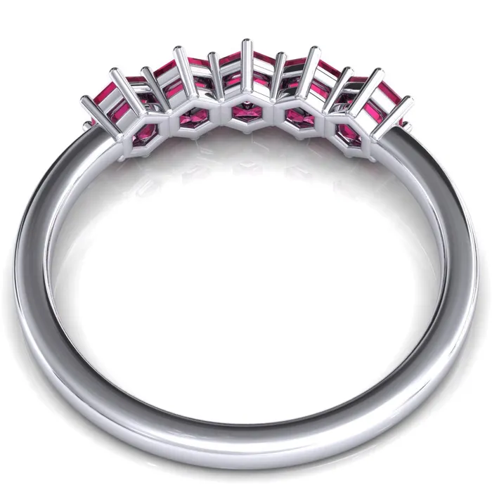 5Stone 5mm Hexagon Wedding Band Fire Brilliance Rings