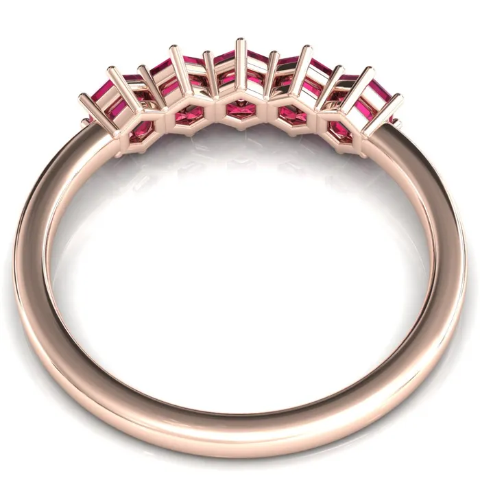 5Stone 5mm Hexagon Wedding Band Fire Brilliance Rings