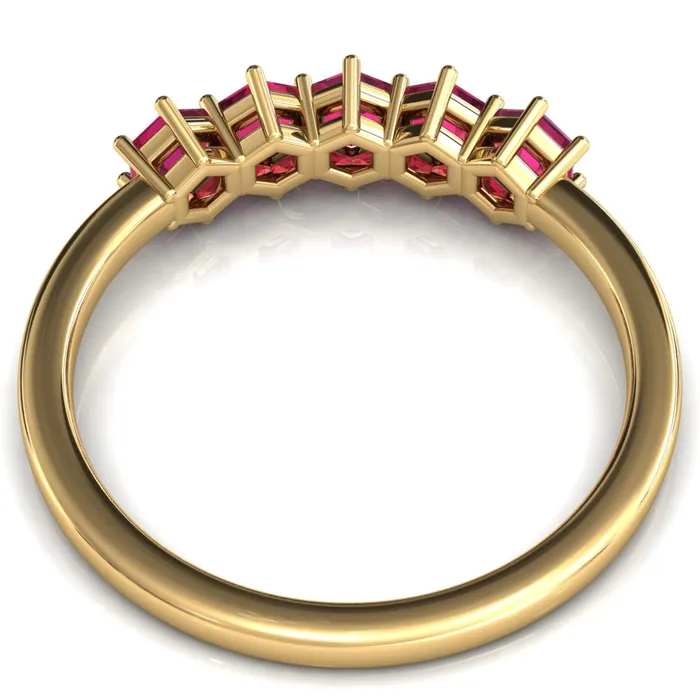 5Stone 5mm Hexagon Wedding Band Fire Brilliance Rings