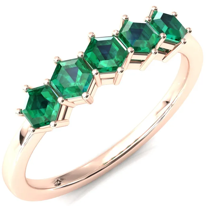 5Stone 5mm Hexagon Wedding Band Fire Brilliance Rings