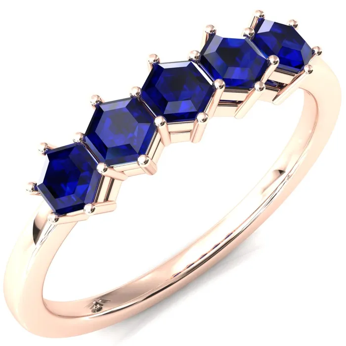 5Stone 5mm Hexagon Wedding Band Fire Brilliance Rings