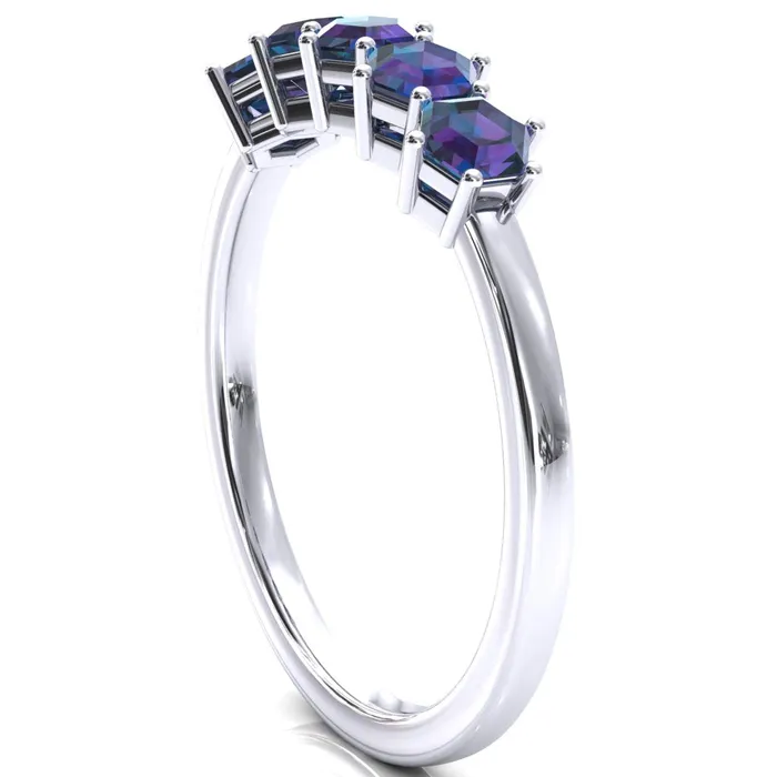 5Stone 5mm Hexagon Wedding Band Fire Brilliance Rings