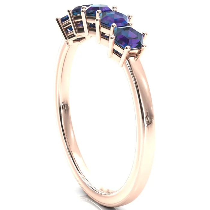 5Stone 5mm Hexagon Wedding Band Fire Brilliance Rings