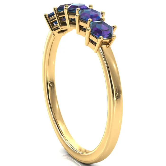 5Stone 5mm Hexagon Wedding Band Fire Brilliance Rings
