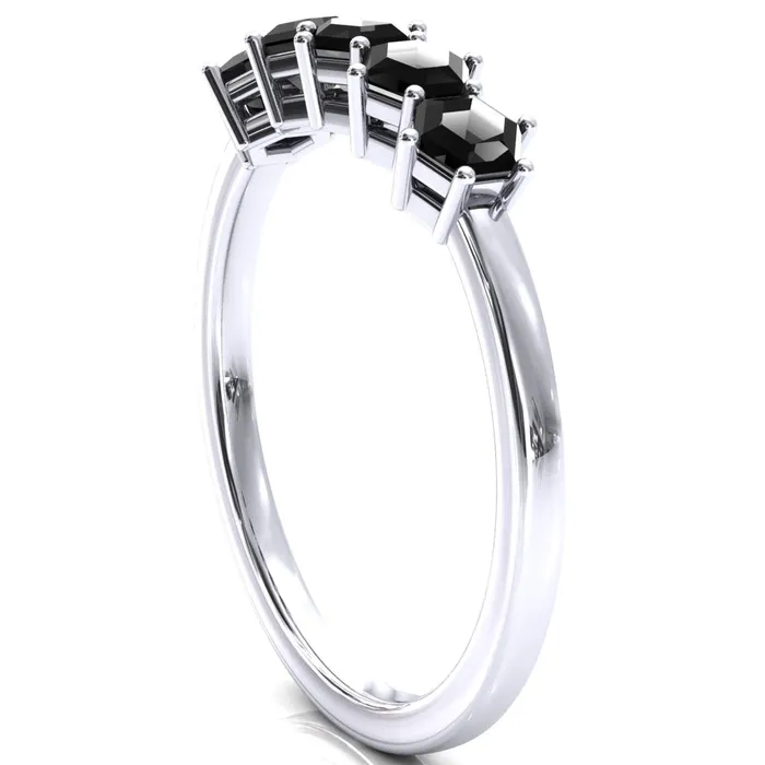 5Stone 5mm Hexagon Wedding Band Fire Brilliance Rings